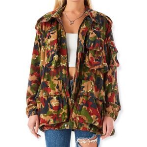 FURST OF A KIND Reworked Oversized Camouflage Multiple Pocket Utility Jacket O/S